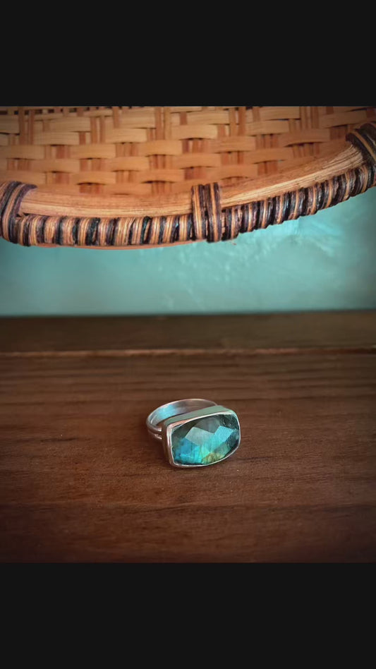 Faceted Labradorite Silver Ring