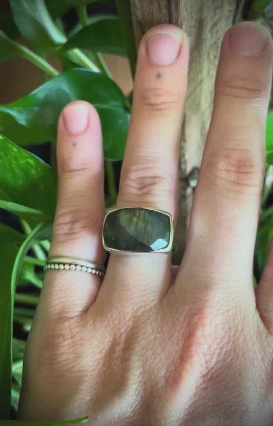 Faceted Labradorite Silver Ring