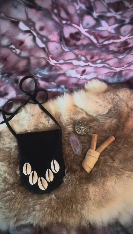 Buckskin Cowrie Shell Pouch